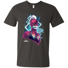 Marvel Captain Marvel Space Glow Neon Men V-Neck T-Shirt Men V-Neck T-Shirt - parenttees