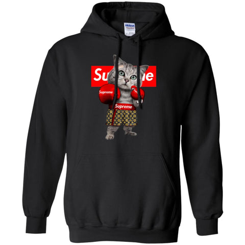 Supreme Boxing Cat Best Funny T-shirt Pullover Hoodie Sweatshirt Black / S Pullover Hoodie Sweatshirt - parenttees