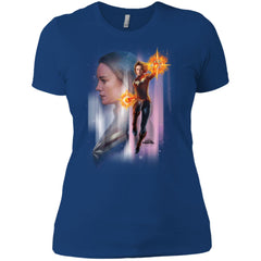 Captain Marvel Flying Space Portrait Women Cotton T-Shirt Women Cotton T-Shirt - parenttees