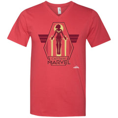 Captain Marvel Red Yellow Flight Powers Men V-Neck T-Shirt Men V-Neck T-Shirt - parenttees