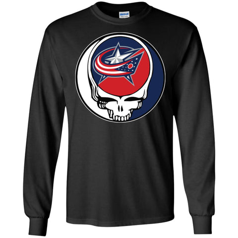 Columbus Blue Grateful Dead Steal Your Face Hockey Nhl Shirts Men Long Sleeve Shirt Black / S Men Long Sleeve Shirt - parenttees