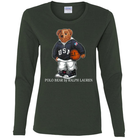 Polo Bear Ralph Lauren Shirt Women Long Sleeve Shirt Black / S Women Long Sleeve Shirt - parenttees