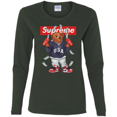 Supreme Bear Hot Trending T-shirt Women Long Sleeve Shirt Women Long Sleeve Shirt - parenttees