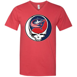 Columbus Blue Grateful Dead Steal Your Face Hockey Nhl Shirts Men V-Neck T-Shirt