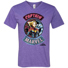 Captain Marvel Stitched Patched Portrait Men V-Neck T-Shirt Men V-Neck T-Shirt - parenttees