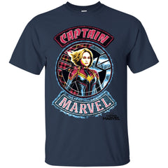 Captain Marvel Stitched Patched Portrait Men Cotton T-Shirt Men Cotton T-Shirt - parenttees