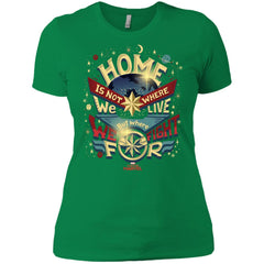 Captain Marvel Home Is What We Fight For Women Cotton T-Shirt Women Cotton T-Shirt - parenttees