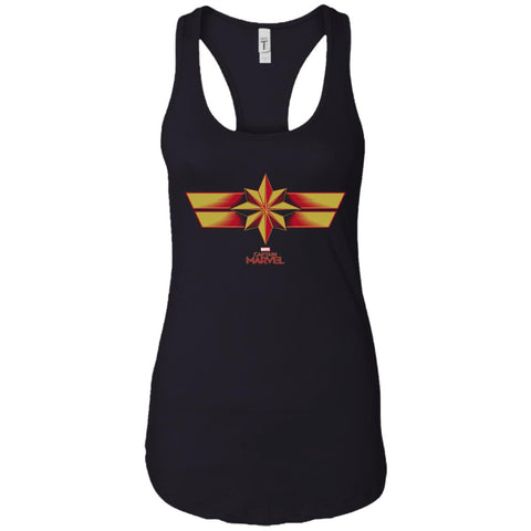 Marvel Captain Marvel Retro Red Yellow Logo Women Tank Top Black / X-Small Women Tank Top - parenttees