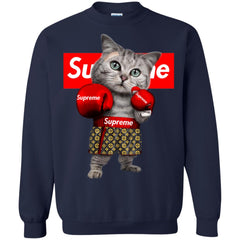 Supreme Boxing Cat Best Funny T-shirt Crewneck Pullover Sweatshirt Crewneck Pullover Sweatshirt - parenttees