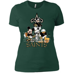 Nfl – New Orleans Saints Donald Duck Goofy Mickey Mouse Super Bowl 2019 Football Women Cotton T-Shirt