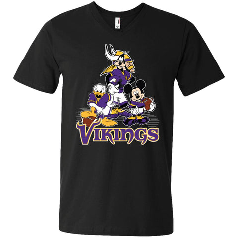 Mickey Mouse Minnesota Vikings American Football Nfl Sports Shirt Men V-Neck T-Shirt Black / S Men V-Neck T-Shirt - parenttees