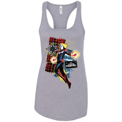 Captain Marvel Plaid Jean Patched Portrait Women Tank Top