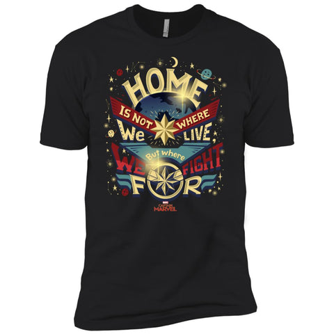 Captain Marvel Home Is What We Fight For Men Short Sleeve T-Shirt Black / X-Small Men Short Sleeve T-Shirt - parenttees