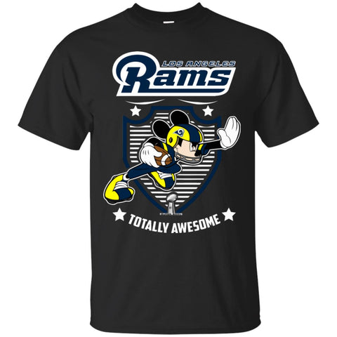 Nfl – Los Angeles Rams Totally Awesome Mickey Mouse Super Bowl 2019 Football Men Cotton T-Shirt Black / S Men Cotton T-Shirt - parenttees