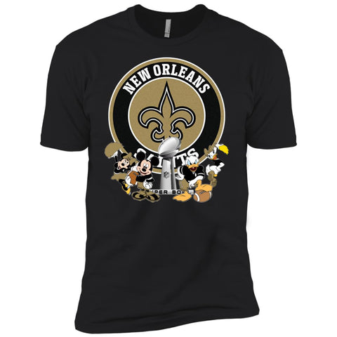 Nfl – New Orleans Saints Super Bowl 2019 Mickey Mouse Minnie Mouse Donald Duck Daisy Duck Football Men Short Sleeve T-Shirt Black / X-Small Men Short Sleeve T-Shirt - parenttees