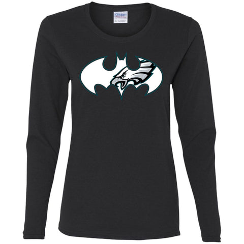 We Are The Philadelphia Eagles Batman Nfl Mashup Women Long Sleeve Shirt Black / S Women Long Sleeve Shirt - parenttees