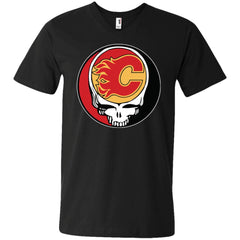 Calgary Flames Grateful Dead Steal Your Face Hockey Nhl Shirts Men V-Neck T-Shirt Men V-Neck T-Shirt - parenttees