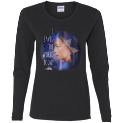 Captain Marvel Saved The World Portrait Women Long Sleeve Shirt