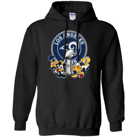 Los Angeles Rams Super Bowl 2019 Mickey Minnie Mouse Donald Daisy Duck Football Nfl Pullover Hoodie Sweatshirt Black / S Pullover Hoodie Sweatshirt - parenttees