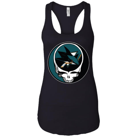 San Jose Sharks Grateful Dead Steal Your Face Hockey Nhl Shirts Women Tank Top Black / X-Small Women Tank Top - parenttees