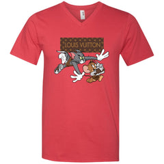 Louis Vuitton Cartoon Tom And Jerry T-shirt Men V-Neck T-Shirt Men V-Neck T-Shirt - parenttees