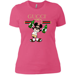 Gucci Mickey Mouse Drink Beer T-shirt Women Cotton T-Shirt Women Cotton T-Shirt - parenttees