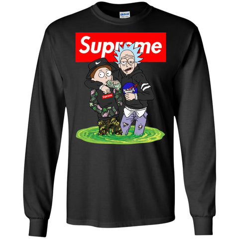 Supreme Rick And Morty T-shirt Men Long Sleeve Shirt Black / S Men Long Sleeve Shirt - parenttees