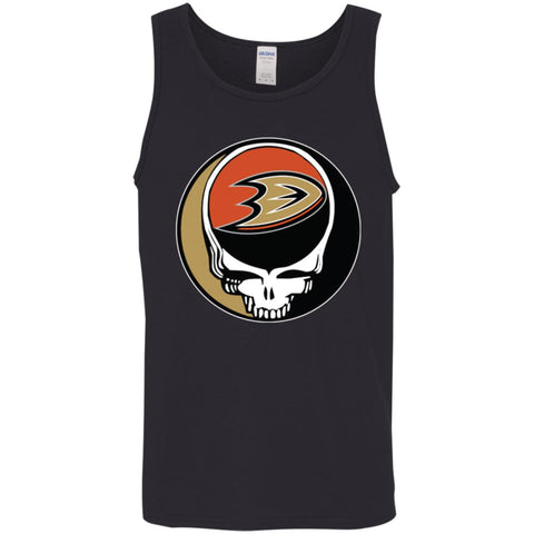 Anaheim Ducks Grateful Dead Steal Your Face Hockey Nhl Shirts Men Cotton Tank Black / X-Small Men Cotton Tank - parenttees