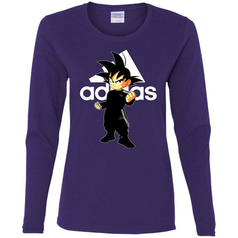 Goku Treding Adidas White T-shirt Women Long Sleeve Shirt Purple / S Women Long Sleeve Shirt - parenttees