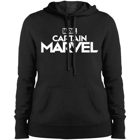 Marvel Captain Marvel Movie Logo White Women Hooded Sweatshirt Black / X-Small Women Hooded Sweatshirt - parenttees