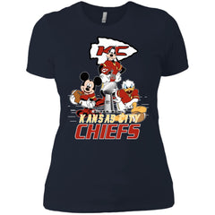 Nfl – Kansas City Chiefs Donald Duck Goofy Mickey Mouse Super Bowl 2019 Football Women Cotton T-Shirt Women Cotton T-Shirt - parenttees