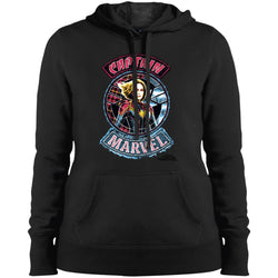 Captain Marvel Stitched Patched Portrait Women Hooded Sweatshirt