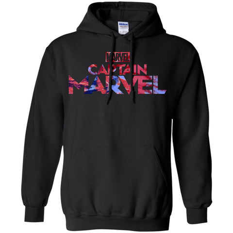 Captain Marvel Bold Tie Dye Movie Logo Pullover Hoodie Sweatshirt Black / S Pullover Hoodie Sweatshirt - parenttees