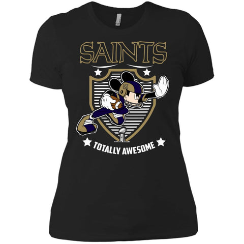 Nfl – New Orleans Saints Totally Awesome Mickey Mouse Super Bowl 2019 Football Women Cotton T-Shirt Black / X-Small Women Cotton T-Shirt - parenttees