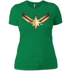 Captain Marvel Gleaming Chest Logo Women Cotton T-Shirt Women Cotton T-Shirt - parenttees