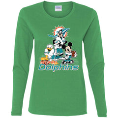 Mickey Mouse Miami Dolphins American Football Nfl Sports Shirt Women Long Sleeve Shirt Women Long Sleeve Shirt - parenttees