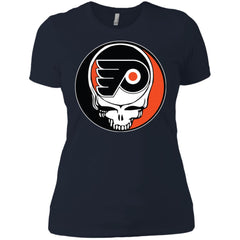 Philadelphia Flyers Grateful Dead Steal Your Face Hockey Nhl Shirts Women Cotton T-Shirt Women Cotton T-Shirt - parenttees