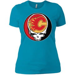 Calgary Flames Grateful Dead Steal Your Face Hockey Nhl Shirts Women Cotton T-Shirt Women Cotton T-Shirt - parenttees