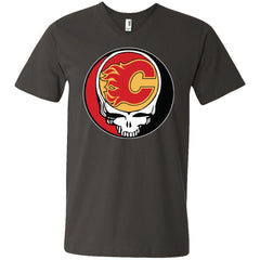 Calgary Flames Grateful Dead Steal Your Face Hockey Nhl Shirts Men V-Neck T-Shirt Men V-Neck T-Shirt - parenttees