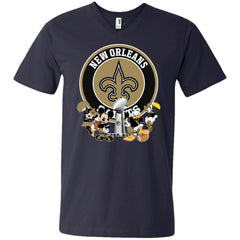 Nfl – New Orleans Saints Super Bowl 2019 Mickey Mouse Minnie Mouse Donald Duck Daisy Duck Football Men V-Neck T-Shirt Men V-Neck T-Shirt - parenttees