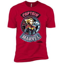 Captain Marvel Stitched Patched Portrait Men Short Sleeve T-Shirt Men Short Sleeve T-Shirt - parenttees