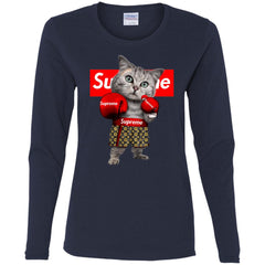 Supreme Boxing Cat Best Funny T-shirt Women Long Sleeve Shirt Women Long Sleeve Shirt - parenttees