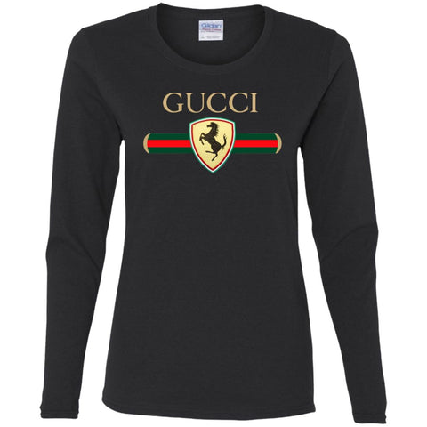 Gucci Ferrari T-shirt Women Long Sleeve Shirt Black / S Women Long Sleeve Shirt - parenttees