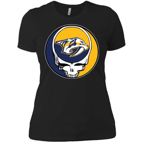 Nashville Predators Grateful Dead Steal Your Face Hockey Nhl Shirts Women Cotton T-Shirt Black / X-Small Women Cotton T-Shirt - parenttees