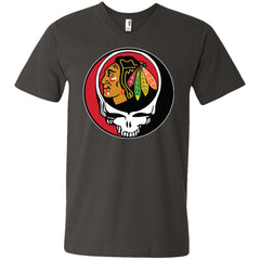 Chicago Blackhawks Grateful Dead Steal Your Face Hockey Nhl Shirts Men V-Neck T-Shirt Men V-Neck T-Shirt - parenttees