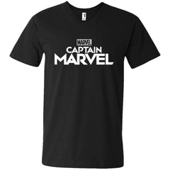 Marvel Captain Marvel Movie Logo White Men V-Neck T-Shirt Men V-Neck T-Shirt - parenttees