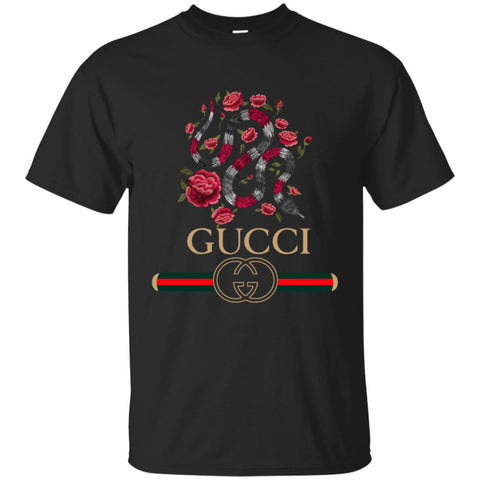 Gucci Logo Snake T-shirt Men Cotton T-Shirt Black / S Men Cotton T-Shirt - parenttees