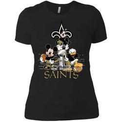 Nfl – New Orleans Saints Donald Duck Goofy Mickey Mouse Super Bowl 2019 Football Women Cotton T-Shirt