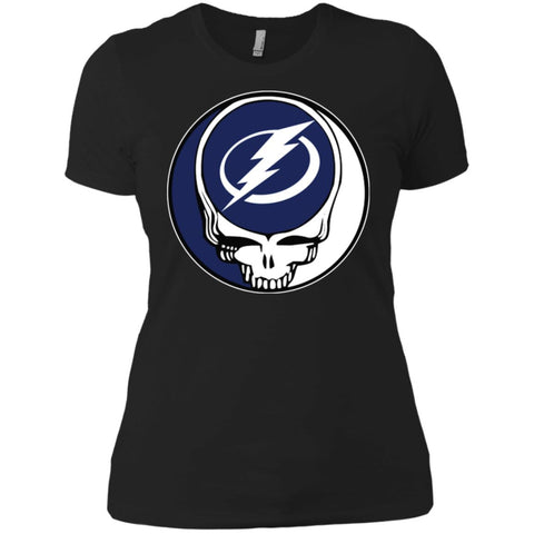 Tampa Bay Lightning Grateful Dead Steal Your Face Hockey Nhl Shirts Women Cotton T-Shirt Black / X-Small Women Cotton T-Shirt - parenttees