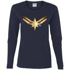 Captain Marvel Gleaming Chest Logo Women Long Sleeve Shirt Women Long Sleeve Shirt - parenttees